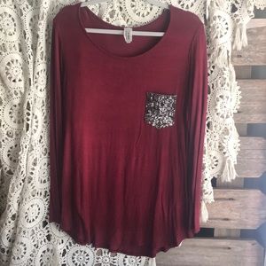 Long-sleeve sequin pocket tunic!